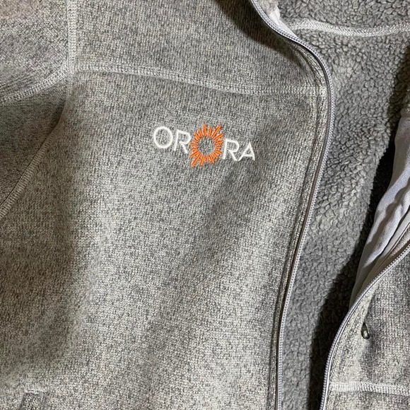 North Face sweater Fleece jacket men large ORORA logo right front. SKU978 - Picture 6 of 7